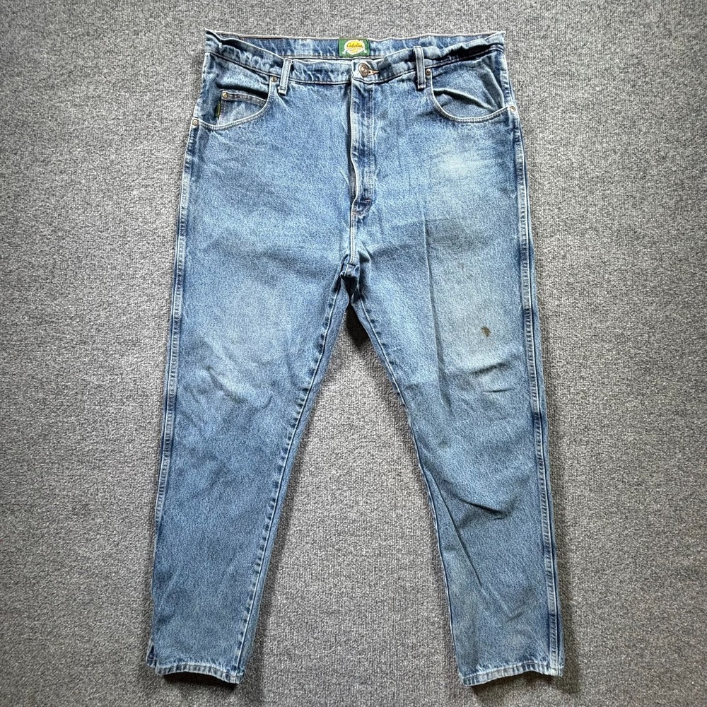 Cabela's Straight Jeans Men's 40x36 Blue Cotton Denim Faded Workwear Travel